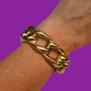 Goldtone Chunky Chain Style Clamper Bracelet
